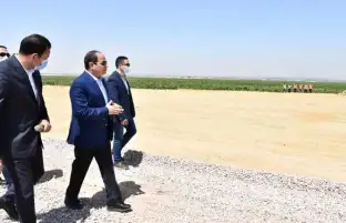 الرئيس السيسي يشهد بدء موسم حصاد القمح في توشكى