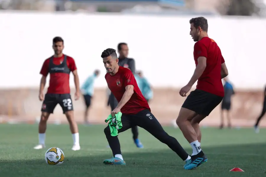 تقسيمة قوية للاعبي الأهلي فى المران الثالث بالمغرب