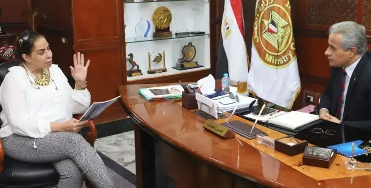 وزير العمل يستقبل غادة عجمي عضو لجنة العلاقات الخارجية بمجلس النواب