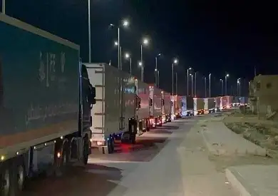 قوافل المساعدات المصرية لسكان غزة تصل معبر رفح