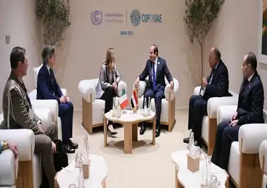 السيسي يؤكد لرئيسة وزراء إيطاليا ضرورة تحمل المجتمع الدولي لمسئولياته لوقف التصعيد على قطاع غزة
