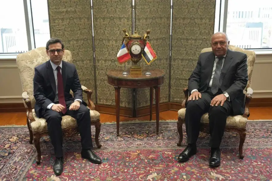 شكري يبحث مع نظيره الفرنسي الشراكة الاستراتيجية مع فرنسا