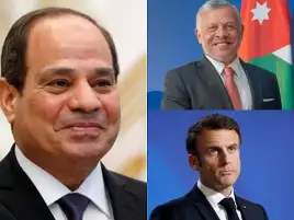 مقال مشترك للرئيس السيسي والملك عبدالله وماكرون يطالب بوقف إطلاق النار في غزة وتنفيذ قرارات مجلس الأمن