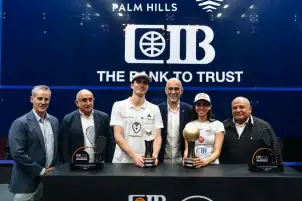 بحضور وزير الشباب والرياضة.. تتويج نوران جوهر ودييجو الياس بلقب بطولة CIB العالم للإسكواش برعاية بالم هيلز