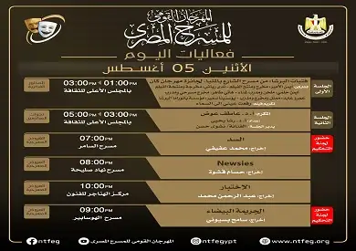 ندوتان وأربعة عروض في اليوم السادس من المهرجان القومي للمسرح