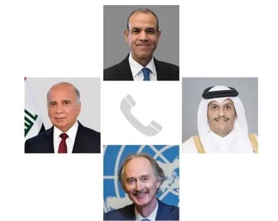اتصالات هاتفية بين وزير الخارجية والهجرة ووزيري خارجية قطر والعراق والمبعوث الأممي إلى سوريا
