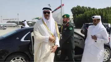 أمير قطر يصل إلى العاصمة السورية دمشق