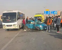 إصابة 3 أشخاص في انقلاب سيارة ملاكي أعلى محور حسب الله الكفراوي