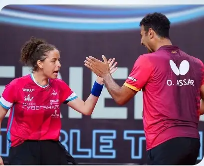 عمر عصر وهنا جودة يحصدان فضية زوجي مختلط تنس الطاولة بدورة البحر المتوسط